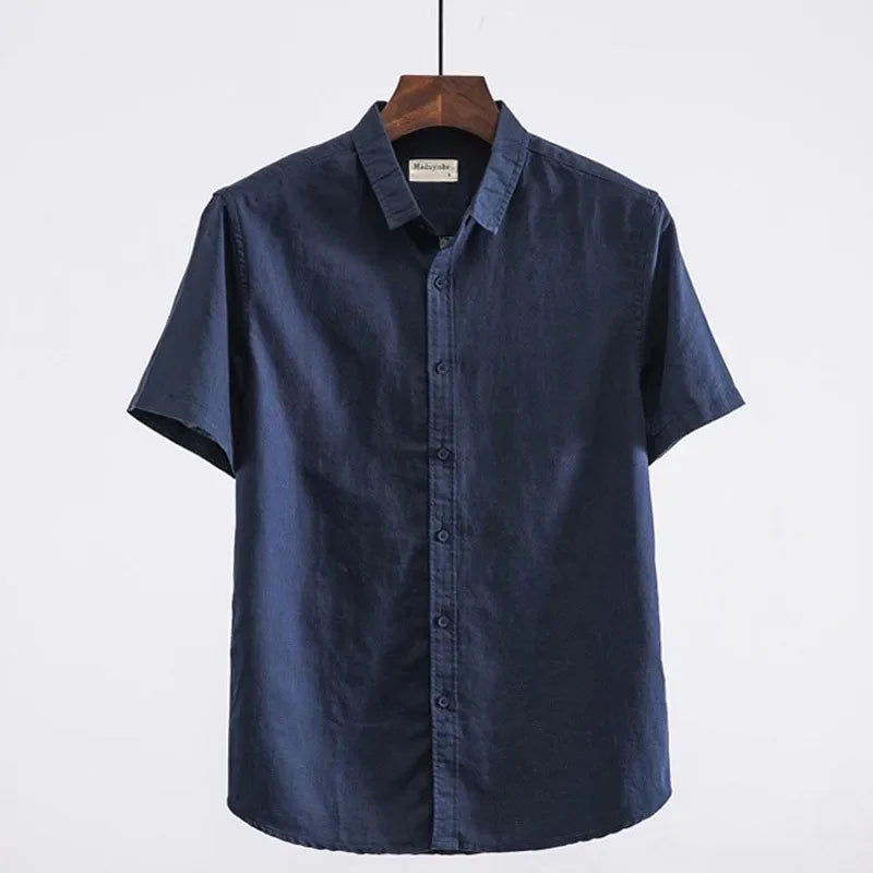 Summer Casual Square Collar Linen Short Sleeve Shirt