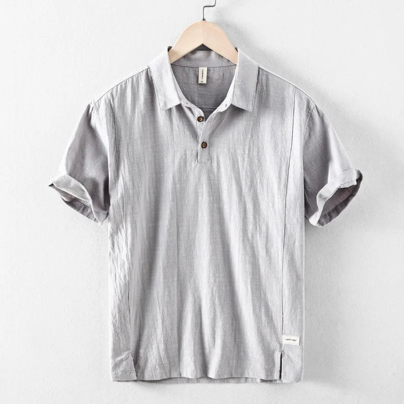 Short-sleeve Linen Casual Men's Shirt Polo Shirt