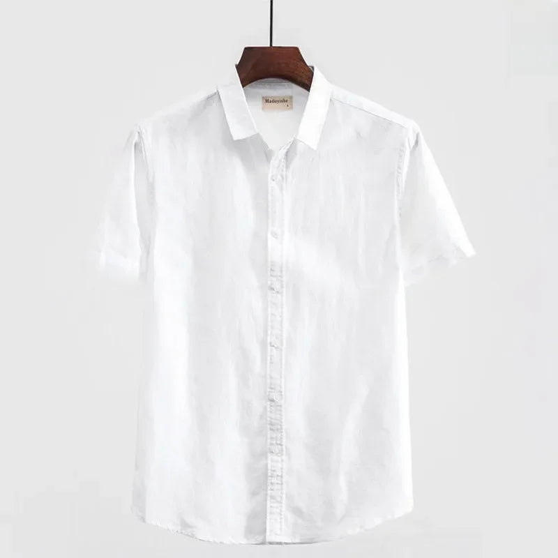 Summer Casual Square Collar Linen Short Sleeve Shirt