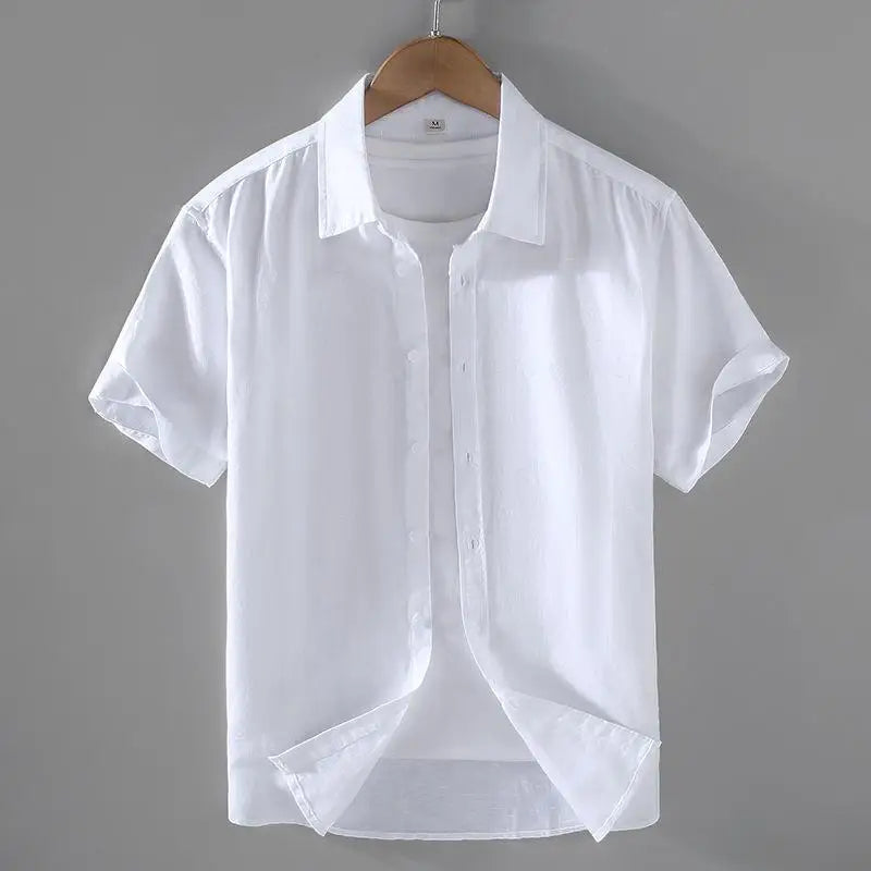 Cotton Linen Men's Short-Sleeved Shirt