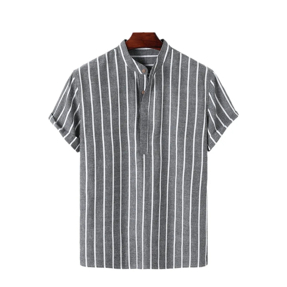Men's linen casual striped shirt