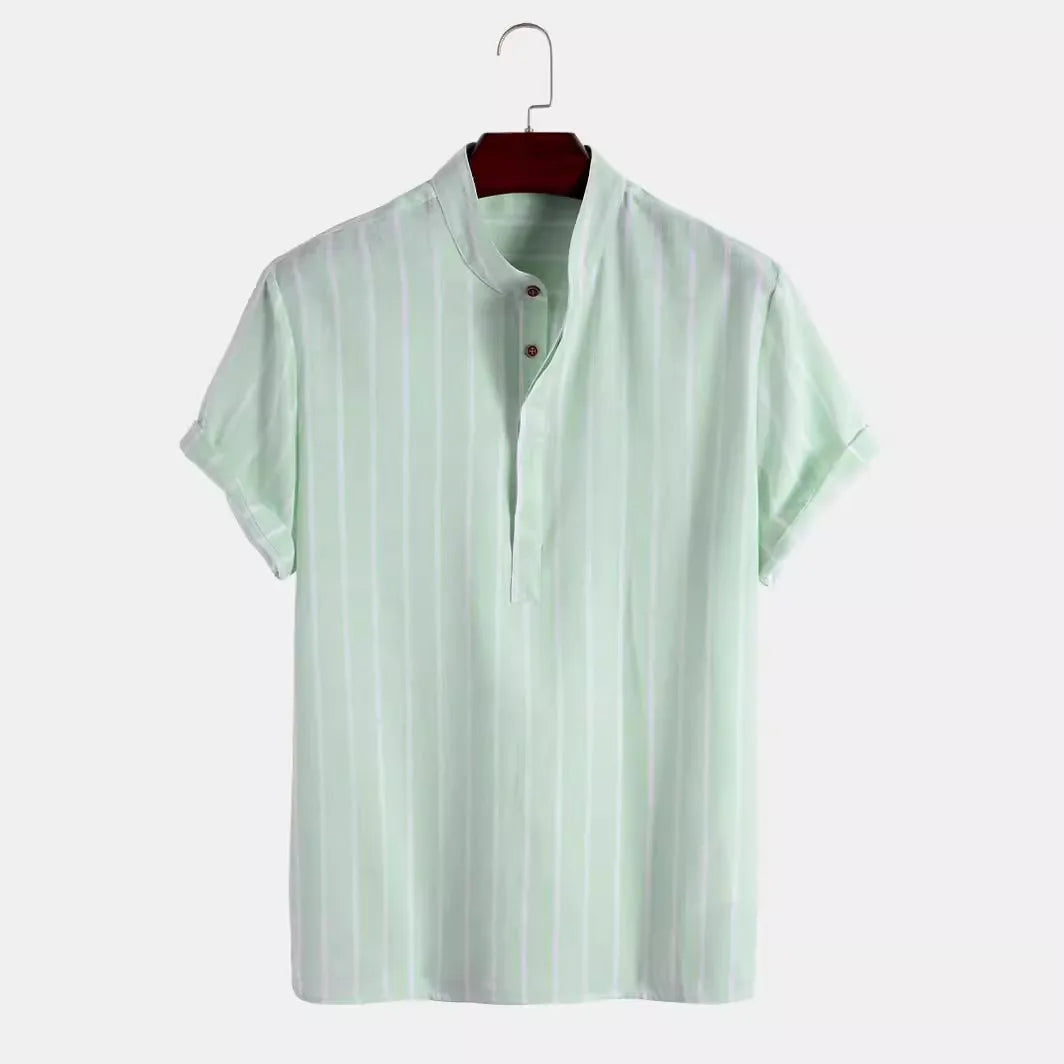 Men's linen casual striped shirt