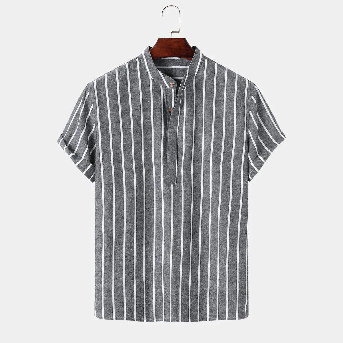 Men's linen casual striped shirt